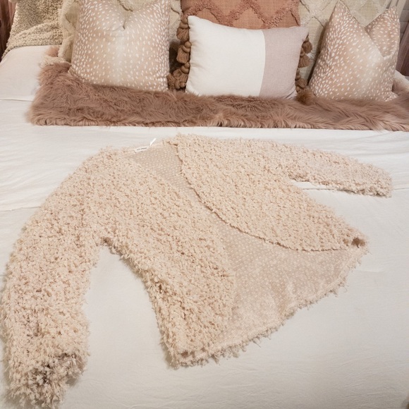 SOLD Pom Pom Shaggy Cardigan - Picture 2 of 3